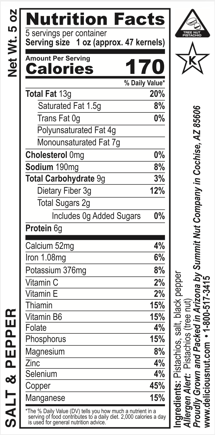 Pistachios Salt & Pepper (Inshell)